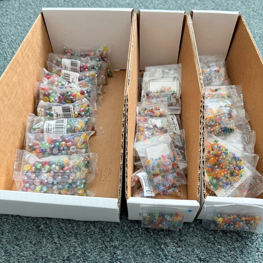 10,400 pcs Glass Mixed Assorted Color Rondelle 6x8mm, 4x6mm and 4mm Bicone Beads
